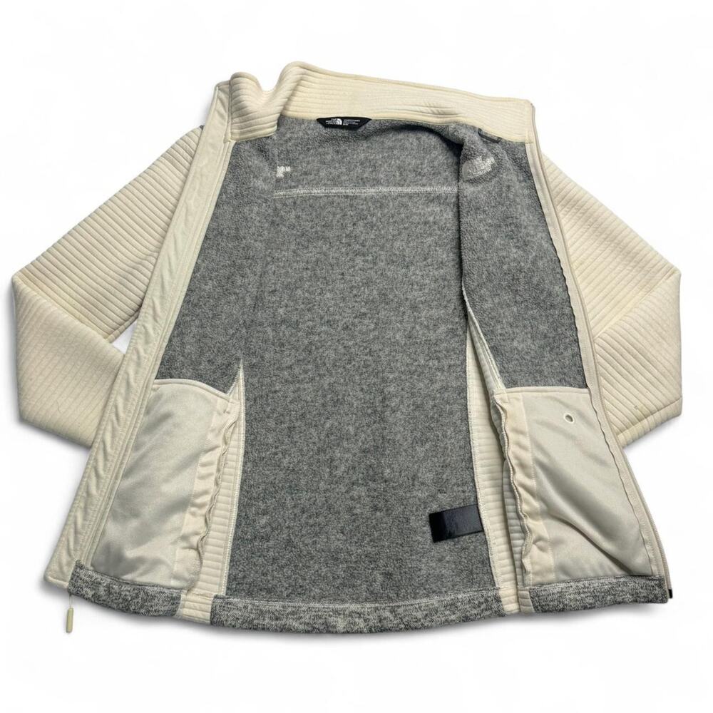 The North Face Cream Gray Knit Fleece Full Zip Jacket Womens Medium - Picture 5 of 8